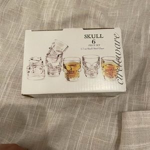 6 piece Skull Shot Glasses Glassware Set Crystal Glass